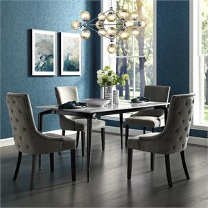 Posh Living Kinsley Velvet Dining Chair in Gray (Set of 2)
