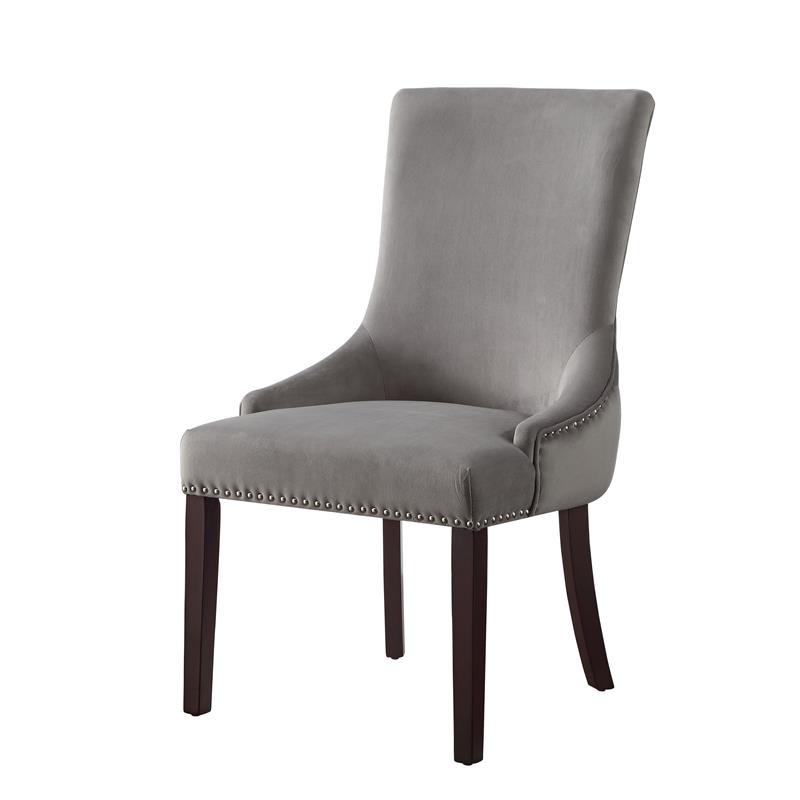 Posh Living Kinsley Velvet Dining Chair in Gray (Set of 2)