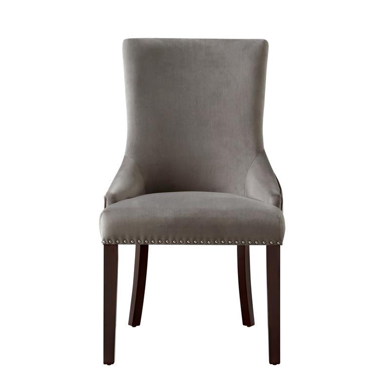 Posh Living Kinsley Velvet Dining Chair in Gray (Set of 2)