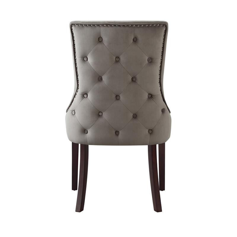 Posh Living Kinsley Velvet Dining Chair in Gray (Set of 2)
