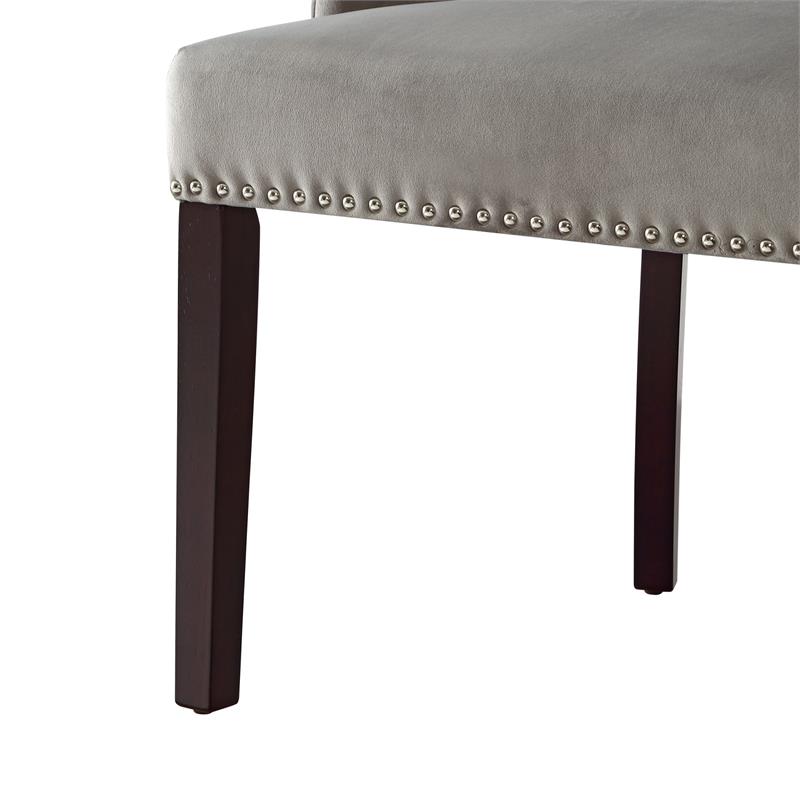 Posh Living Kinsley Velvet Dining Chair in Gray (Set of 2)