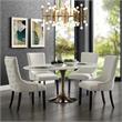 Posh Living Kinsley Linen Fabric Dining Chair in Cream/White (Set of 2)