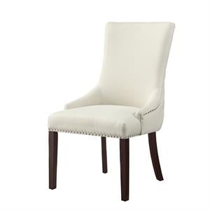 Posh Living Kinsley Linen Fabric Dining Chair in Cream/White (Set of 2)