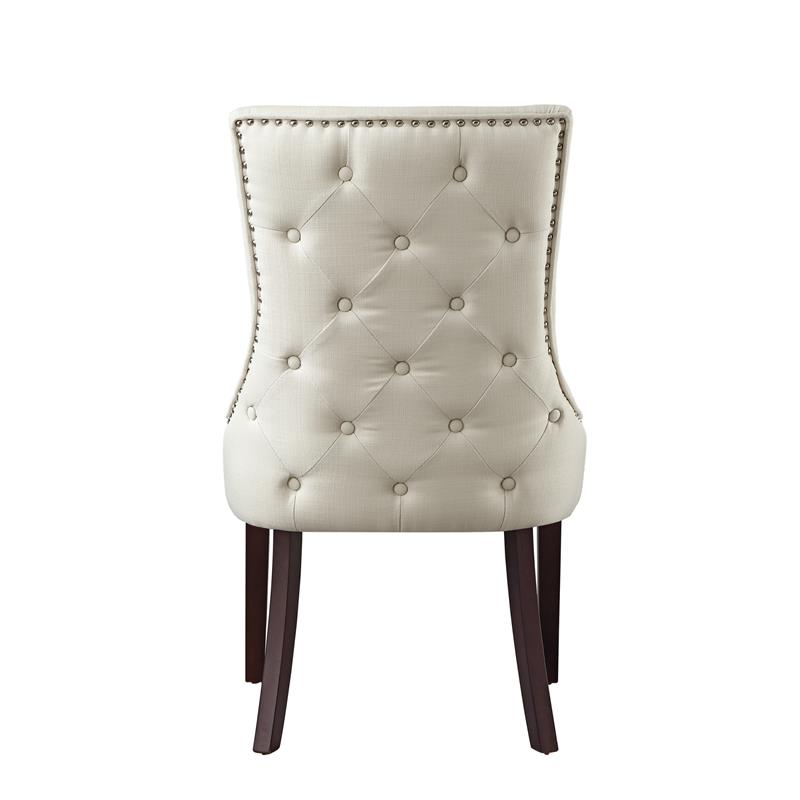 Posh Living Kinsley Linen Fabric Dining Chair in Cream/White (Set of 2)