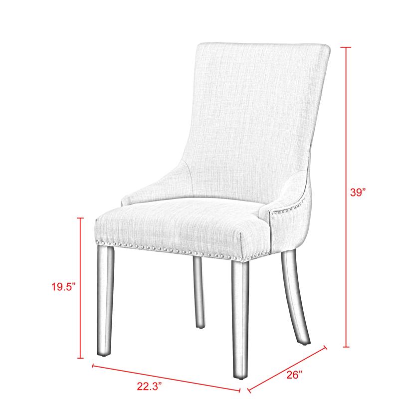 Posh Living Kinsley Linen Fabric Dining Chair in Cream/White (Set of 2)