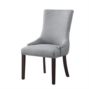 Posh Living Kinsley Linen Fabric Dining Chair in Light Gray (Set of 2)