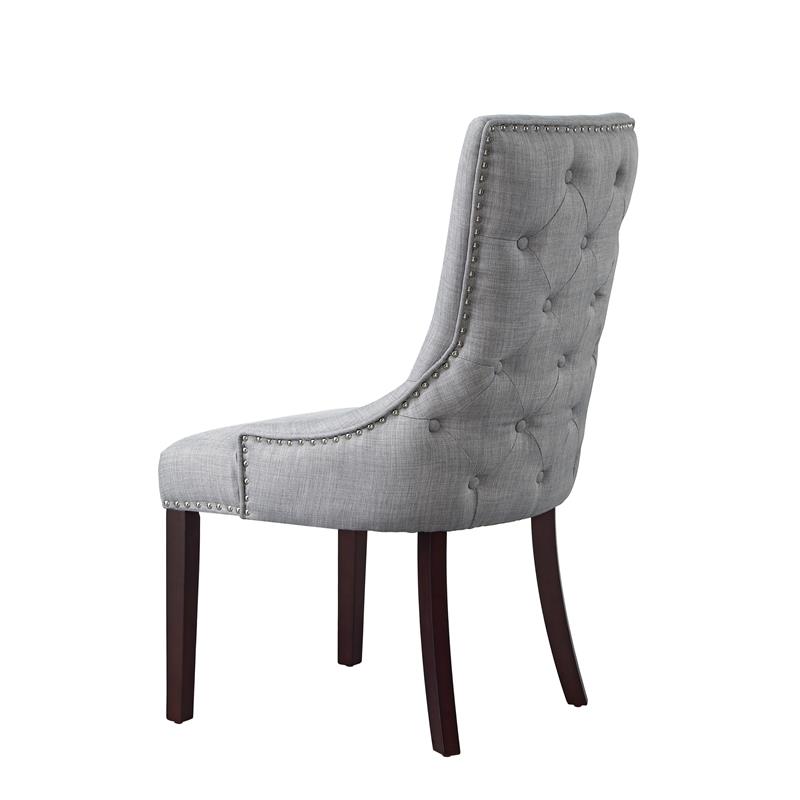 Posh Living Kinsley Linen Fabric Dining Chair in Light Gray (Set of 2)
