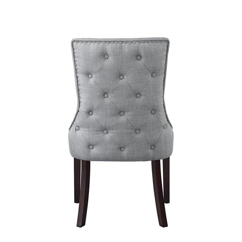 Posh Living Kinsley Linen Fabric Dining Chair in Light Gray (Set of 2)