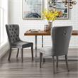Posh Arthur Velvet Dining Chair with Nailhead Trim Gray (Set of 2)