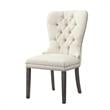 Posh Arthur Linen Fabric Dining Chair with Nailhead Trim Cream/White (Set of 2)
