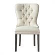 Posh Arthur Linen Fabric Dining Chair with Nailhead Trim Cream/White (Set of 2)