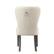 Posh Arthur Linen Fabric Dining Chair with Nailhead Trim Cream/White (Set of 2)