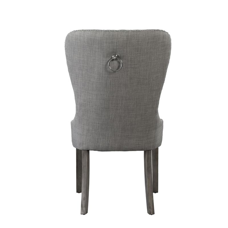Posh Arthur Linen Fabric Dining Chair with Nailhead Trim Light Gray (Set of 2)