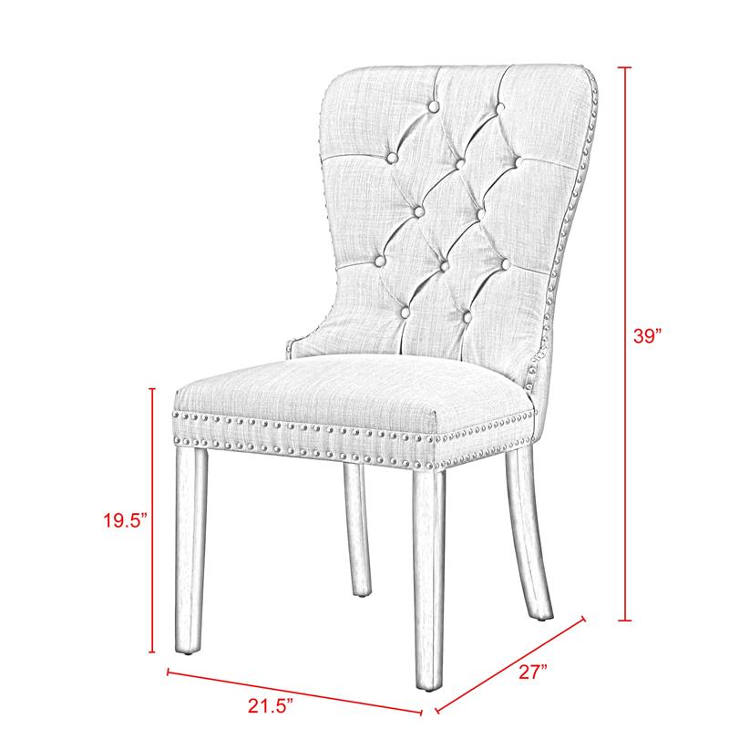 Posh Arthur Linen Fabric Dining Chair, Linen Nailhead Dining Chairs