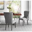 Posh Arthur Linen Fabric Dining Chair with Nailhead Trim Light Gray (Set of 2)