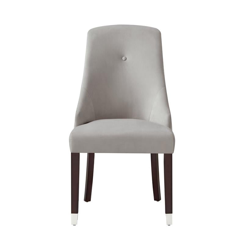 Posh Zoe Velvet Dining Chair with Nailhead Trim in Light Gray/Silver (Set of 2)