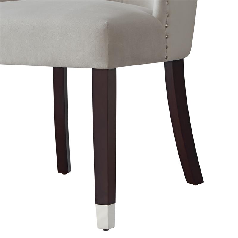 Posh Zoe Velvet Dining Chair with Nailhead Trim in Light Gray/Silver (Set of 2)