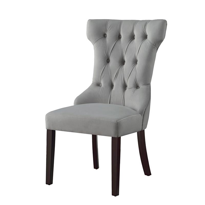 Posh Living Rebecca Velvet Dining Chair in Light Gray (Set of 2)