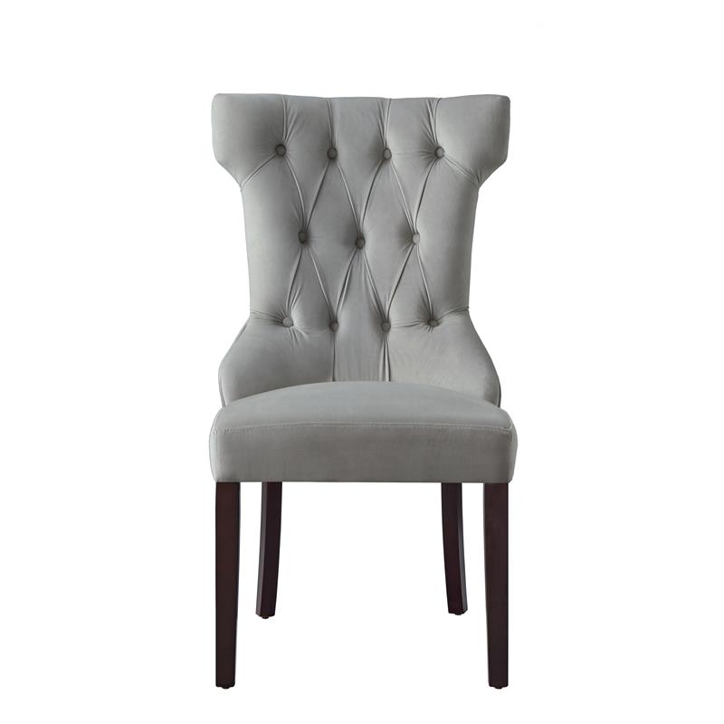 Posh Living Rebecca Velvet Dining Chair in Light Gray (Set of 2)