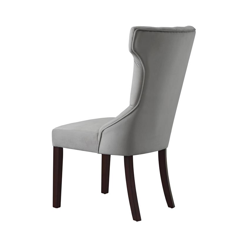 Posh Living Rebecca Velvet Dining Chair in Light Gray (Set of 2)