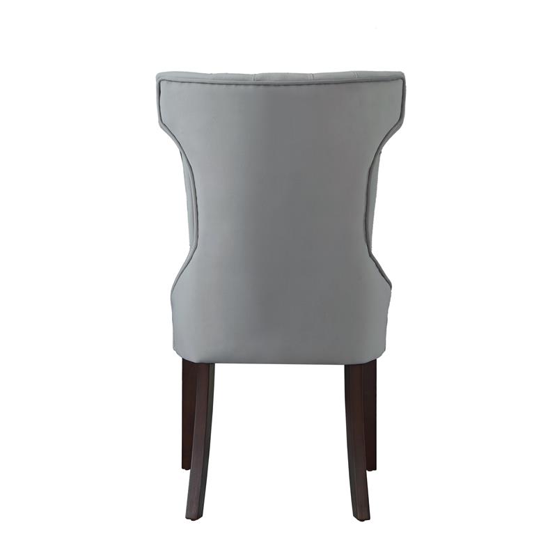 Posh Living Rebecca Velvet Dining Chair in Light Gray (Set of 2)
