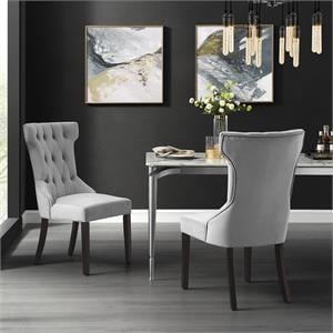 Posh Living Rebecca Velvet Dining Chair in Light Gray (Set of 2)