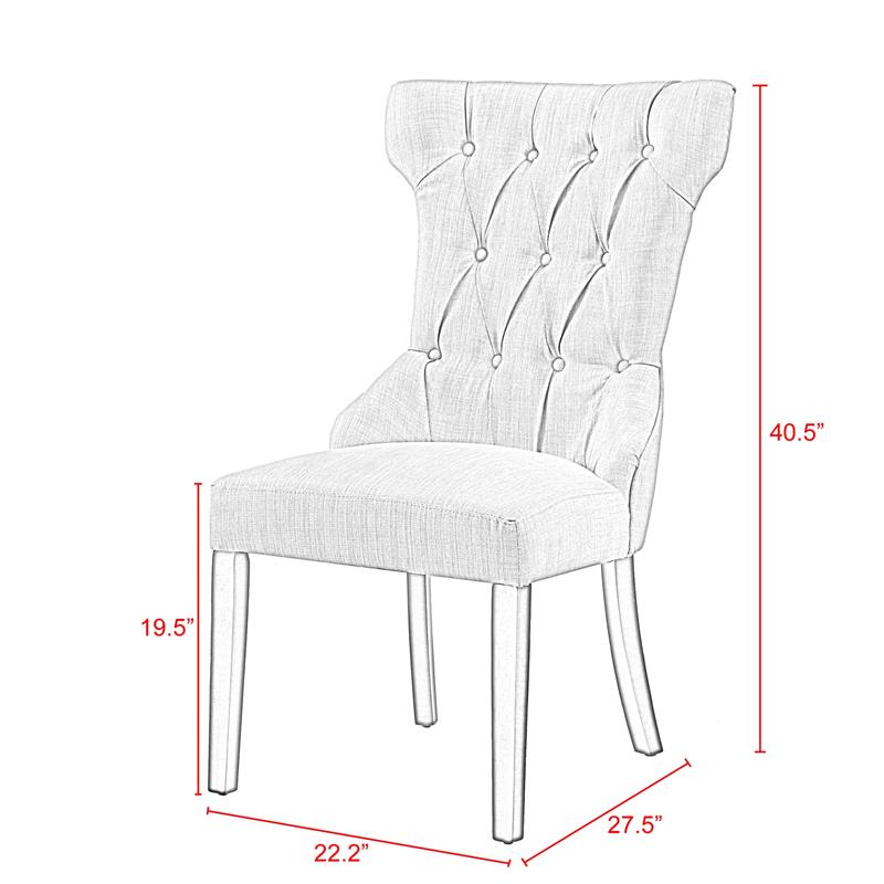Posh Living Rebecca Linen Dining Chair in Cream/White(Set of 2)