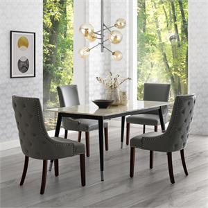 Posh Living Kinsley Tufted Faux Leather Dining Chair in Light Gray (Set of 2)