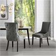 Posh Living Kinsley Tufted Faux Leather Dining Chair in Light Gray (Set of 2)