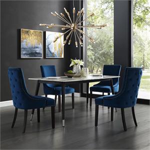 Posh Living Kinsley Velvet Dining Chair in Navy Blue (Set of 2)