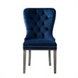 Posh Arthur Velvet Dining Chair with Nailhead Trim Navy Blue (Set of 2)
