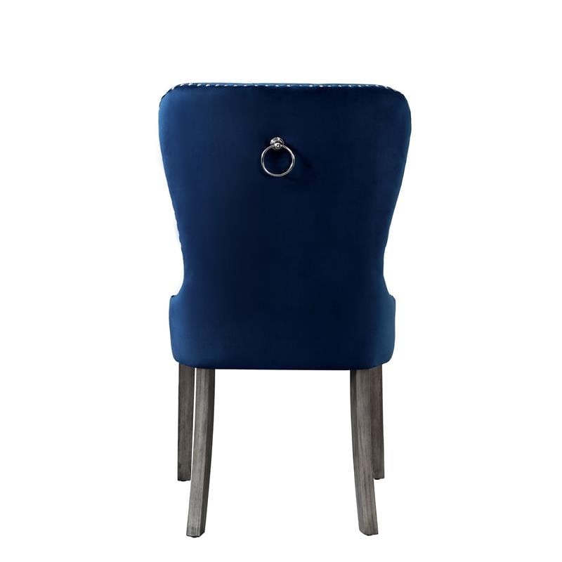 Posh Arthur Velvet Dining Chair with Nailhead Trim Navy Blue (Set of 2)