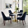 Posh Zoe Velvet Dining Chair with Nailhead Trim in Navy Blue/Gold (Set of 2)