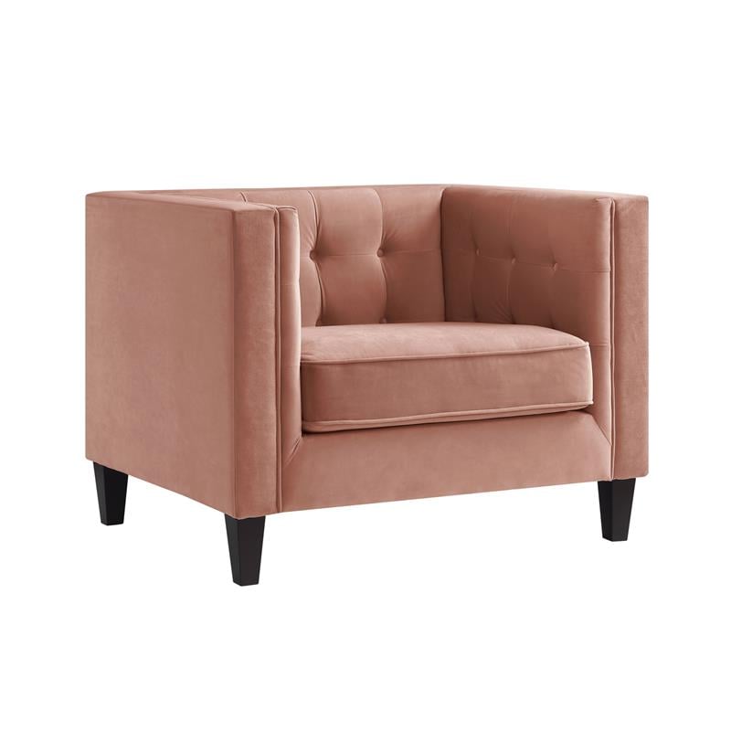 Posh Living Phoenix Button Tufted Velvet Accent Chair in Blush Pink