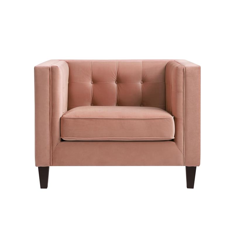 Posh Living Phoenix Button Tufted Velvet Accent Chair in Blush Pink