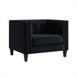 Posh Living Phoenix Button Tufted Velvet Accent Chair in Black