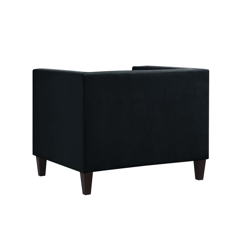 Posh Living Phoenix Button Tufted Velvet Accent Chair in Black