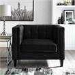 Posh Living Phoenix Button Tufted Velvet Accent Chair in Black