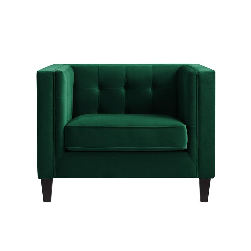 Posh Living Phoenix Button Tufted Velvet Accent Chair in Green