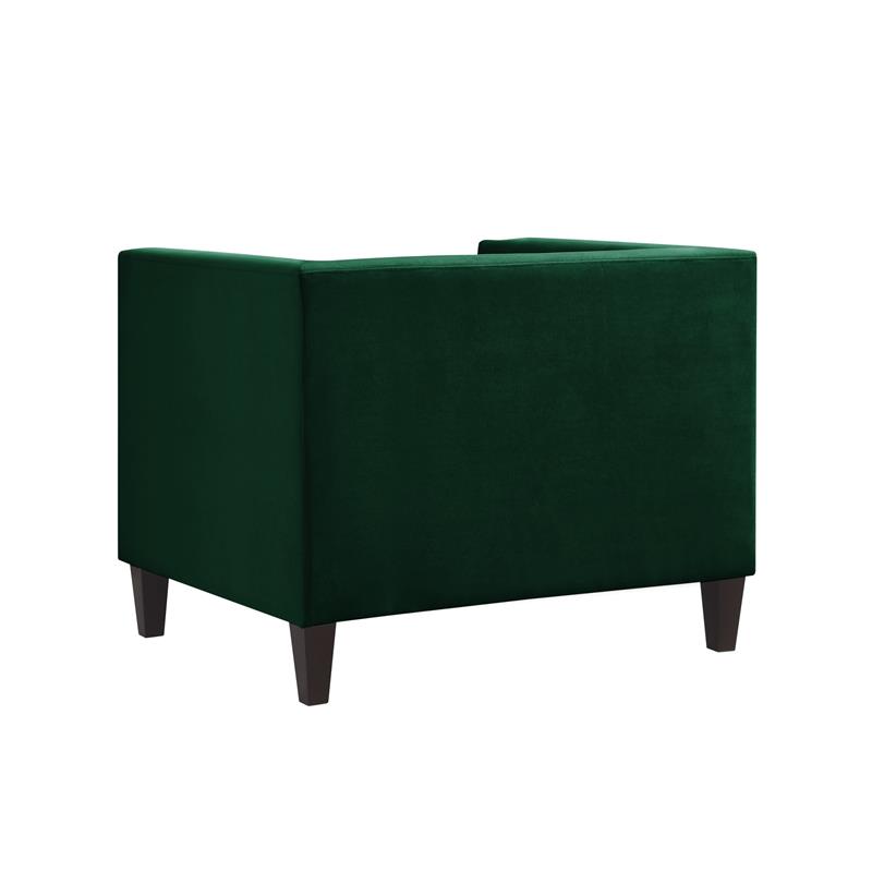 Posh Living Phoenix Button Tufted Velvet Accent Chair in Green