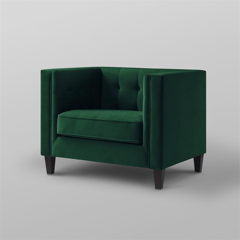 Posh Living Phoenix Button Tufted Velvet Accent Chair in Green