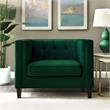 Posh Living Phoenix Button Tufted Velvet Accent Chair in Green