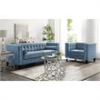 Posh Living Phoenix Button Tufted Velvet Accent Chair in Slate Blue