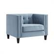 Posh Living Phoenix Button Tufted Velvet Accent Chair in Slate Blue