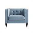 Posh Living Phoenix Button Tufted Velvet Accent Chair in Slate Blue