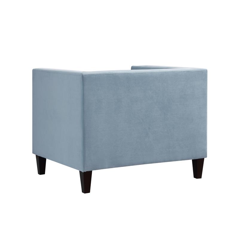 Posh Living Phoenix Button Tufted Velvet Accent Chair in Slate Blue