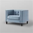 Posh Living Phoenix Button Tufted Velvet Accent Chair in Slate Blue