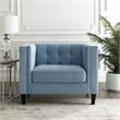 Posh Living Phoenix Button Tufted Velvet Accent Chair in Slate Blue