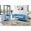 Posh Living Phoenix Button Tufted Velvet Accent Chair in Sky Blue