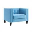 Posh Living Phoenix Button Tufted Velvet Accent Chair in Sky Blue